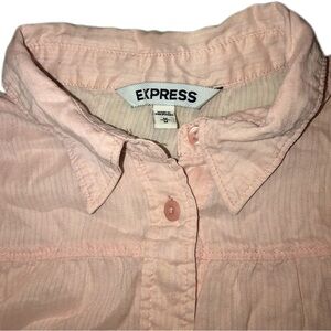 Express Women Pink Long Sleeve Button-Down Shirt M
